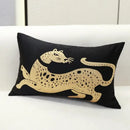 Black & gold leopard embroidery pillow covers living room decor