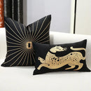 Black & gold leopard embroidery pillow covers living room decor