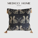 Black & gold leopard print throw pillow cover living room tassels