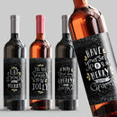 Black Gold Silver Wine Label Set