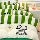 Black & gray cat embroidery stripes bedding set – bedroom bedclothes