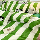 Black & gray cat embroidery stripes bedding set – bedroom bedclothes
