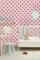 Black Heads of Cats on Pink Background Wallpaper