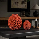 Black honeycomb texture ceramic vase living room artificial flower arrangement