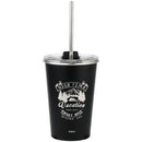 Black insulated vacation bubble tea tumbler with straw kitchen cup