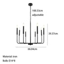 Black iron branch chandelier dining room pendant light