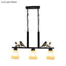 Black Island Pendant Light 3 Glass Shades