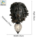 Black lion head wall lamp with glass globe for living room