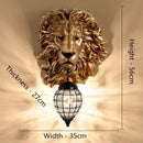 Black lion head wall lamp with glass globe for living room