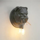 Black matte bulldog resin wall lamp living room sconce