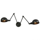 Black matte double swing arm wall sconce bedroom reading light