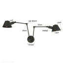 Black matte double swing arm wall sconce bedroom reading light