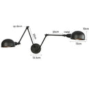 Black matte double swing arm wall sconce bedroom reading light
