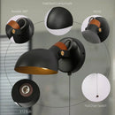 Black matte led wall sconce with wood pull chain bedroom light