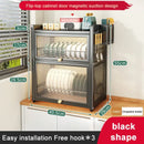 Black mesh double layer dish drying rack kitchen storage with drawers