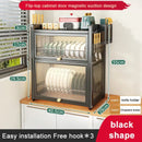 Black mesh double layer dish drying rack kitchen storage with drawers