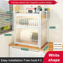 Black mesh double layer dish drying rack kitchen storage with drawers