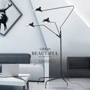 Black metal 3-arm floor lamp for living room with adjustable shades