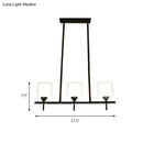 Black metal 3 light cylinder chandelier dining room 110v-120v lamp