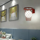 Black metal basketball wall lamp – bedroom creative hoop light