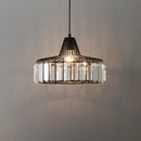 Black metal crystal kitchen pendant lamp with clear prisms