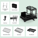 Black metal double layer dish drying rack kitchen storage organizer
