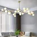 Black metal glass ball led chandelier for living room