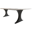 Modern Metal Dining Table Legs for Heavy Table Tops Matte Black (W)28" (L)77" (H)28" angle view with tabletop