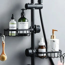 Black metal two tier adjustable shower caddy bathroom organizer