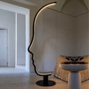 Black nordic human face floor lamp for living room