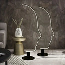 Black nordic human face floor lamp for living room