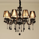 Black ornate crystal pendant chandelier for living room