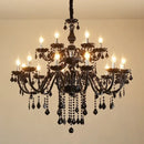 Black ornate crystal pendant chandelier for living room