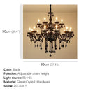 Black ornate crystal pendant chandelier for living room