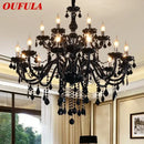 Black ornate crystal pendant chandelier for living room