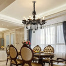 Black ornate crystal pendant chandelier for living room