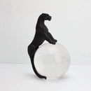 Black panther crystal ball metal animal sculpture living room decor