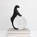 Black panther crystal ball metal animal sculpture living room decor