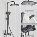 DecorBites™ Black Piano Digital Shower System with Intelligent Brass Faucets and White Rainfall Shower