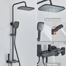 DecorBites™ Black Piano Digital Shower System with Intelligent Brass Faucets and White Rainfall Shower
