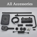 DecorBites™ Black Piano Digital Shower System with Intelligent Brass Faucets and White Rainfall Shower