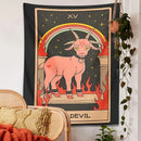 Black & pink devil tarot goat wall hanging tapestry for dorm room