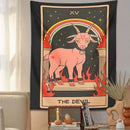 Black & pink devil tarot goat wall hanging tapestry for dorm room