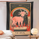 Black & pink devil tarot goat wall hanging tapestry for dorm room