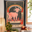 Black & pink devil tarot goat wall hanging tapestry for dorm room