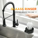 Black plastic automatic glass rinser and cup washer for kitchen sink