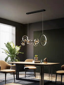 Black postmodern bubble glass chandelier dining room clear globes