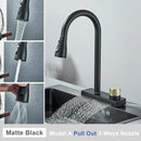 Black rainwater kitchen faucet matte black and gold pull out tap
