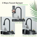 Black rainwater kitchen faucet matte black and gold pull out tap
