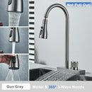 Black rainwater kitchen faucet matte black and gold pull out tap